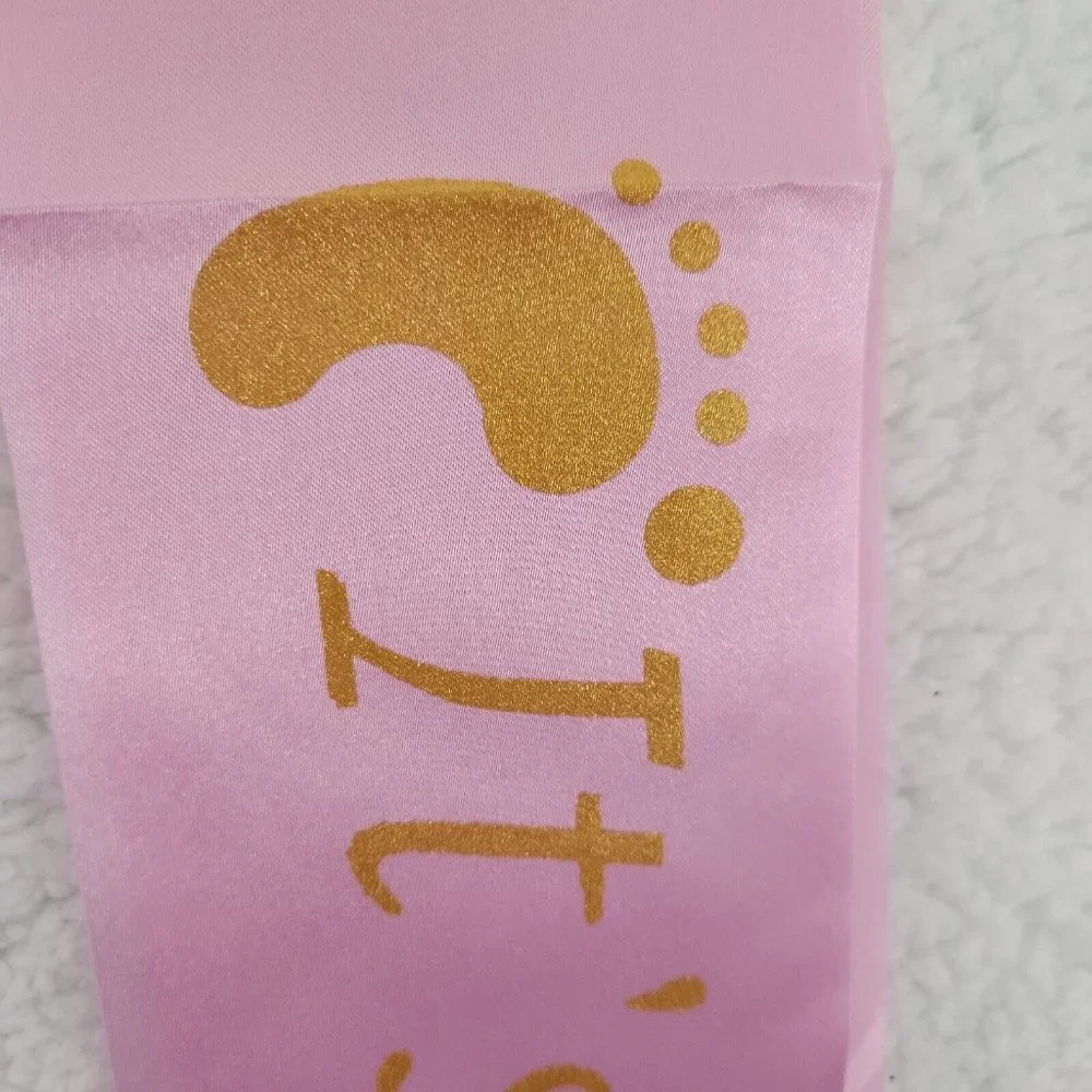 It's A Girl Maternity Sash Baby Shower Mother To Be Pink Gold - Picture 3 of 4